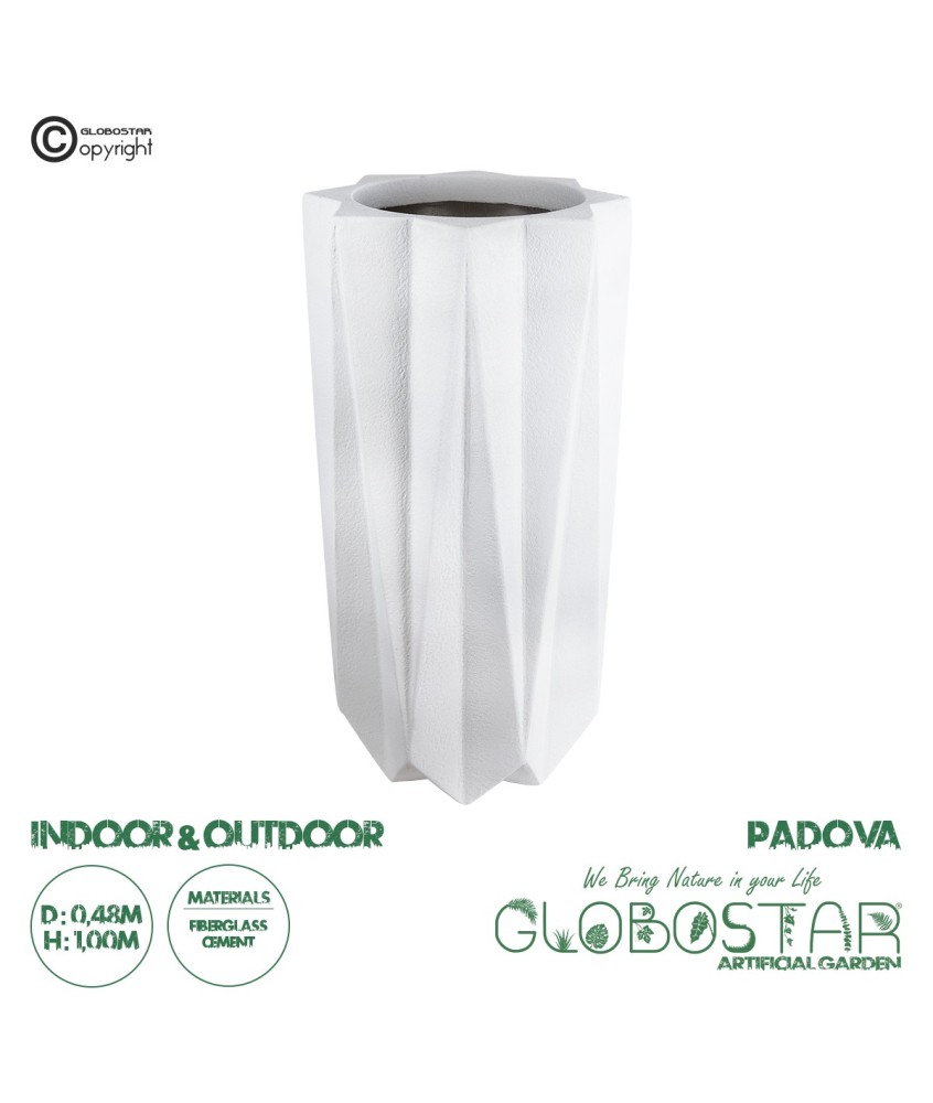 GloboStar® Artificial Garden PADOVA 20739 Επιδαπέδιο Πολυεστερικό Τσιμεντένιο Κασπώ Γλάστρα - Flower Pot Λευκό Φ48 x Υ100cm